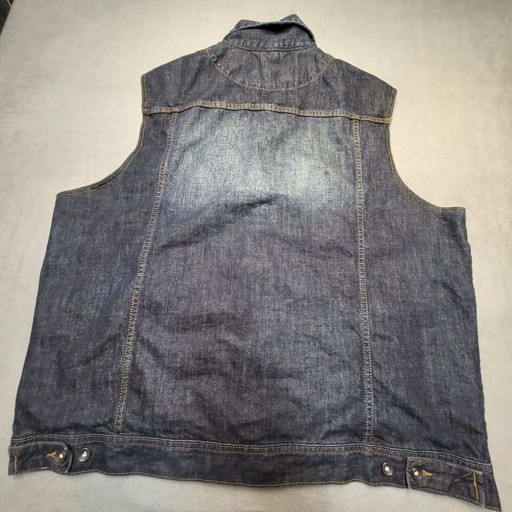 ROCAWEAR‎ Denim Jacket Mens 48 Dark Wash Jean Vest Distressed Sleeveless Trucker - Picture 5 of 6